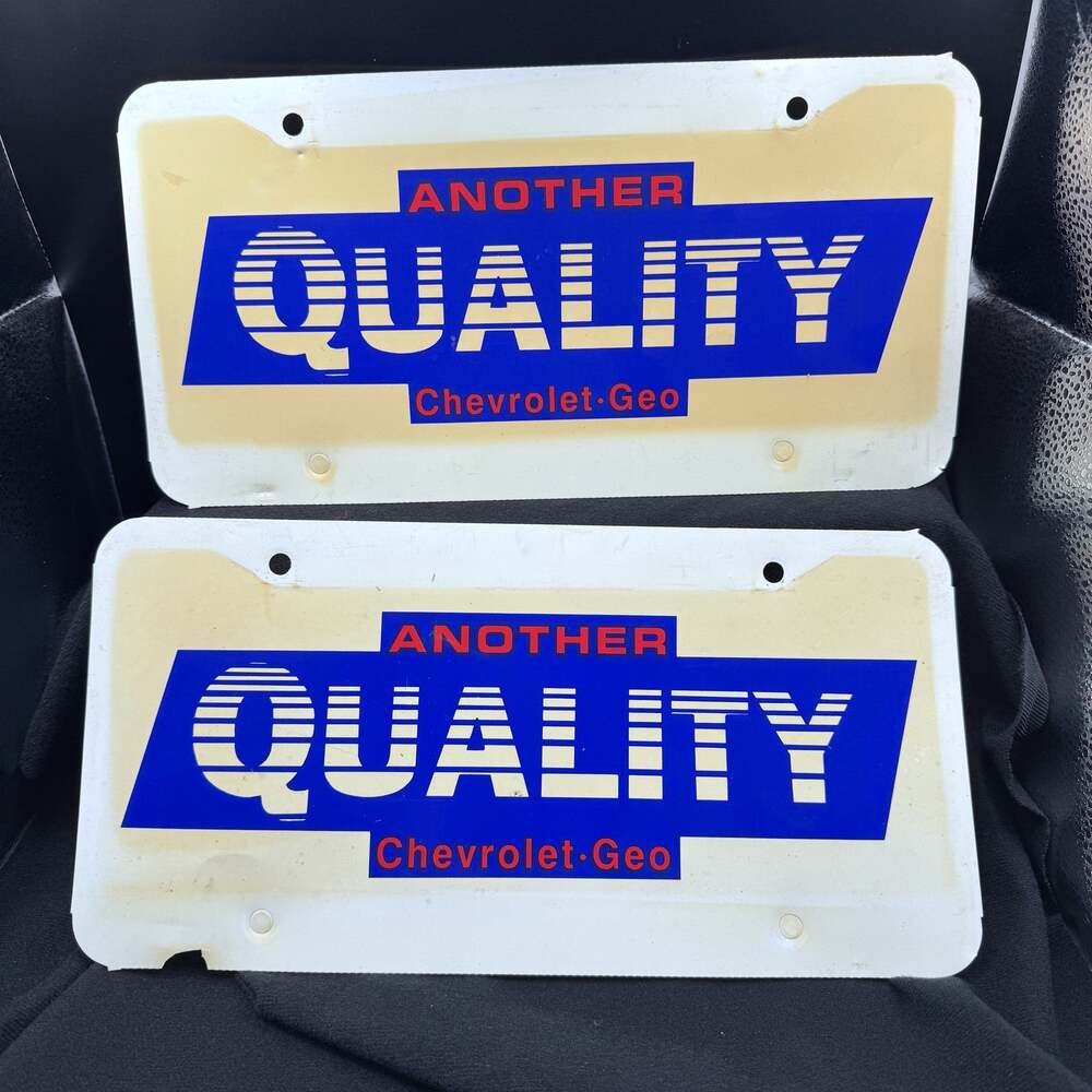 Vtg Quality Escondido Auto Park CA Plastic Dealer Booster Plate Tags Lot of 2